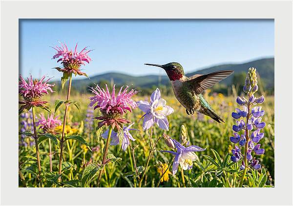 Ruby Throated Hummingbird In Flight