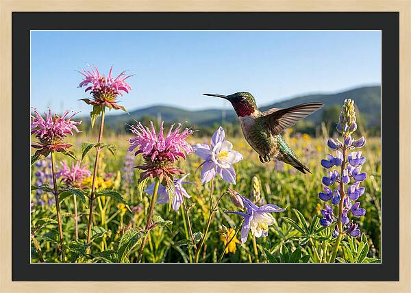 Ruby Throated Hummingbird In Flight