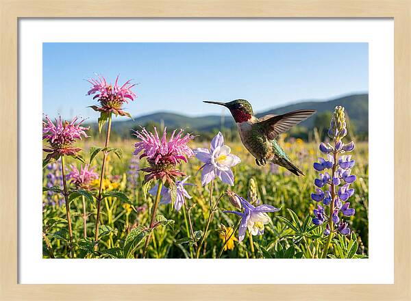 Ruby Throated Hummingbird In Flight