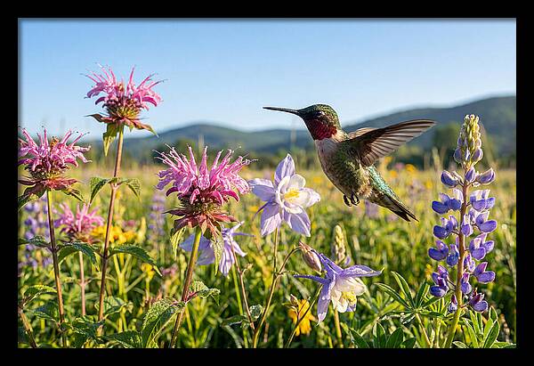 Ruby Throated Hummingbird In Flight