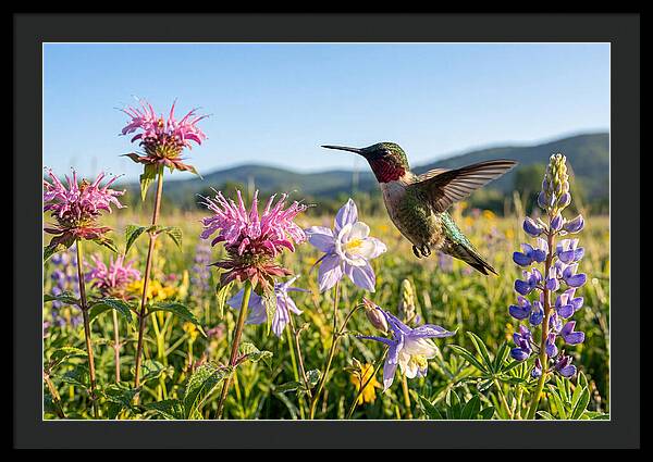 Ruby Throated Hummingbird In Flight