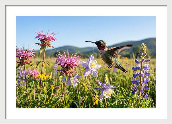 Ruby Throated Hummingbird In Flight