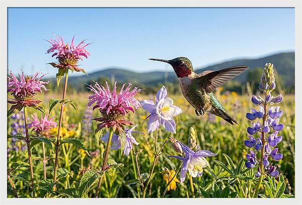 Ruby Throated Hummingbird In Flight