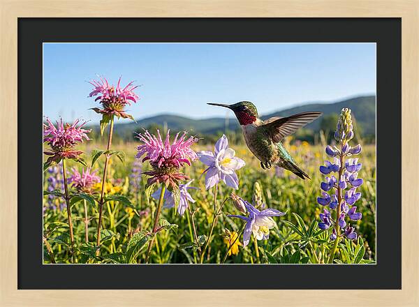 Ruby Throated Hummingbird In Flight