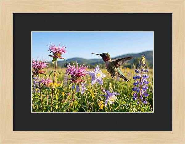 Ruby Throated Hummingbird In Flight