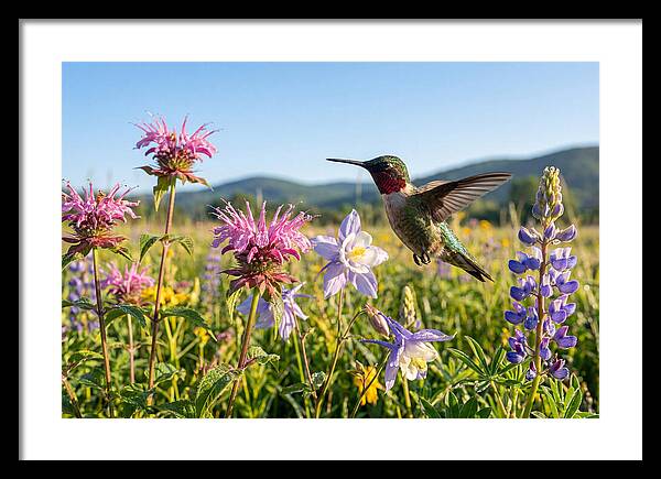 Ruby Throated Hummingbird In Flight