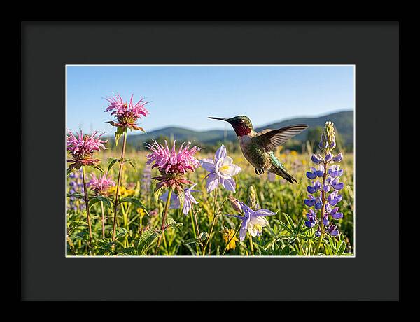 Ruby Throated Hummingbird In Flight
