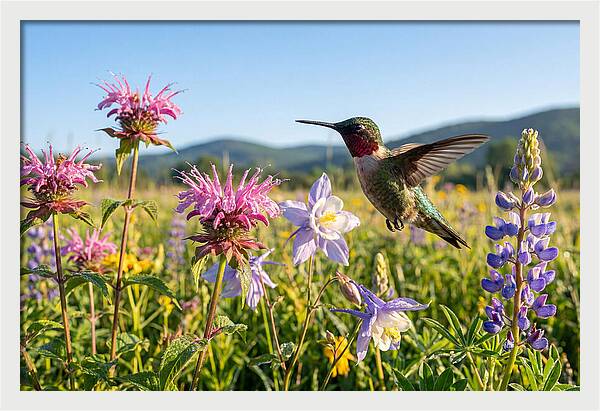 Ruby Throated Hummingbird In Flight