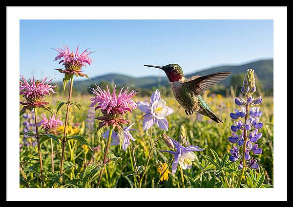 Ruby Throated Hummingbird In Flight