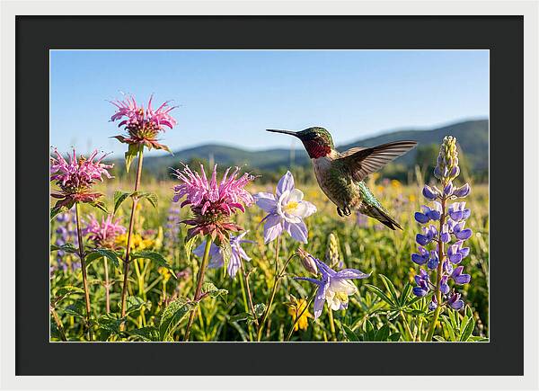 Ruby Throated Hummingbird In Flight