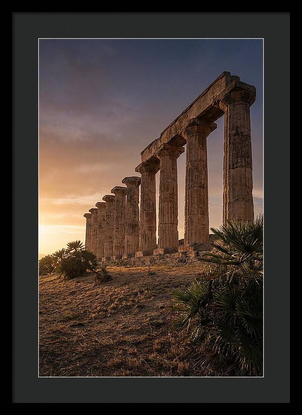 Ruins Of Ancient Columns At Sunset