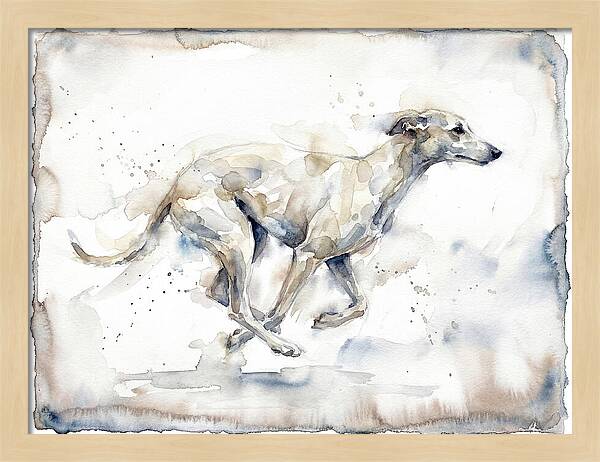 Running Greyhound In Watercolor