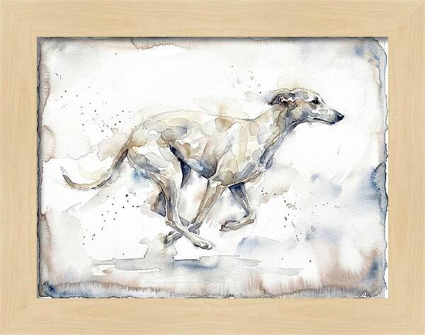 Running Greyhound In Watercolor