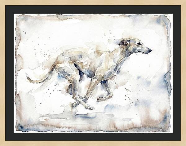 Running Greyhound In Watercolor