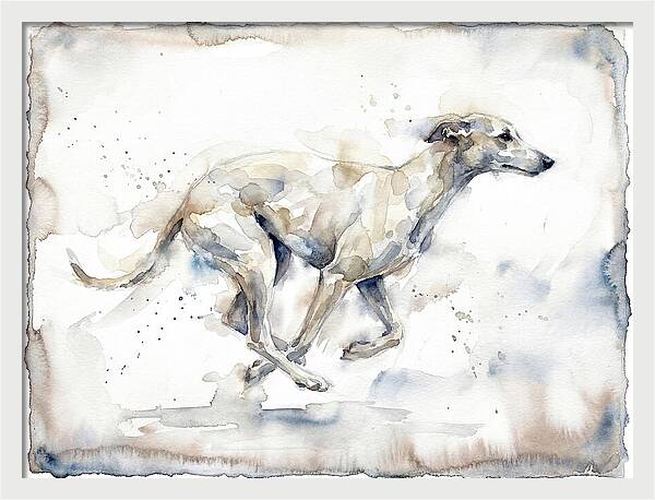 Running Greyhound In Watercolor