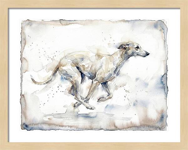 Running Greyhound In Watercolor