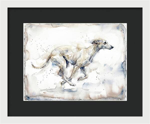 Running Greyhound In Watercolor