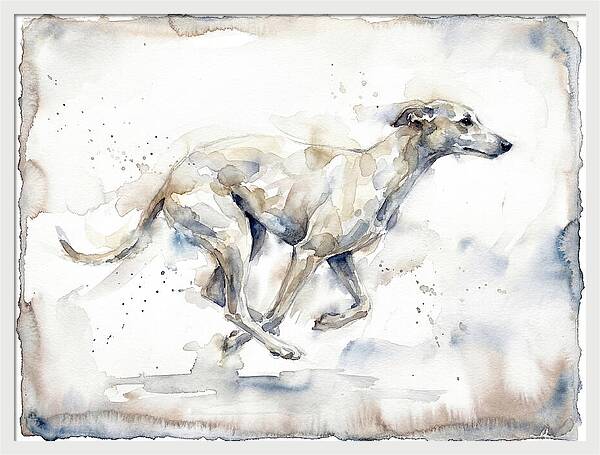 Running Greyhound In Watercolor