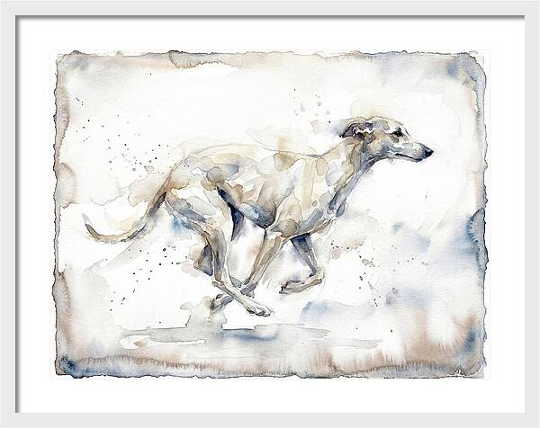 Running Greyhound In Watercolor