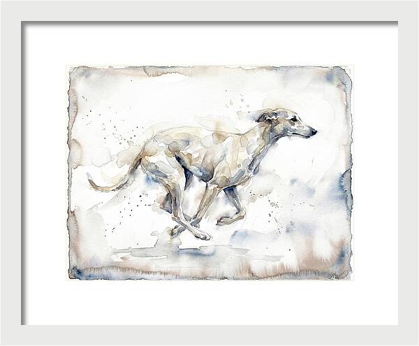 Running Greyhound In Watercolor