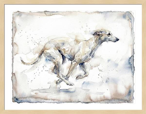 Running Greyhound In Watercolor