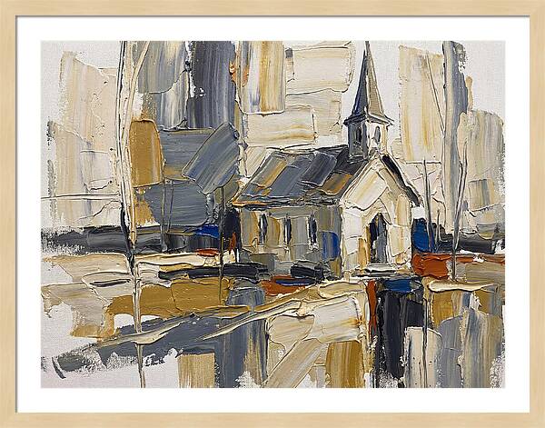 Rural Chapel In Palette Knife Style