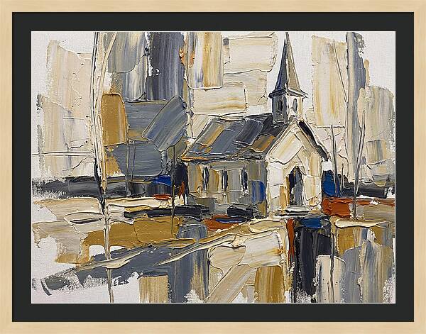 Rural Chapel In Palette Knife Style