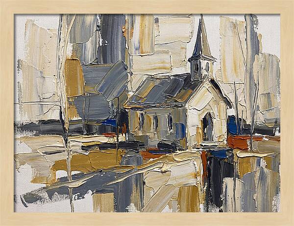 Rural Chapel In Palette Knife Style