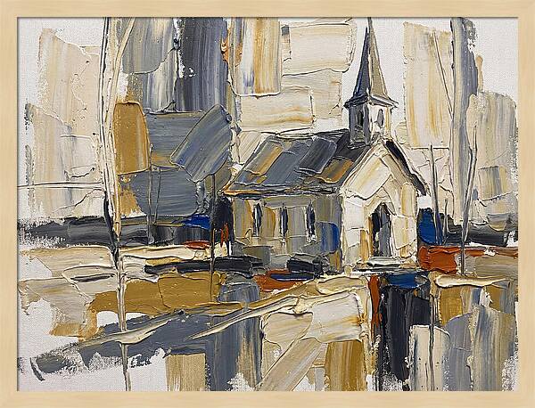 Rural Chapel In Palette Knife Style