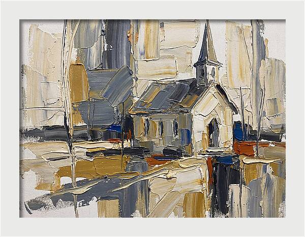 Rural Chapel In Palette Knife Style