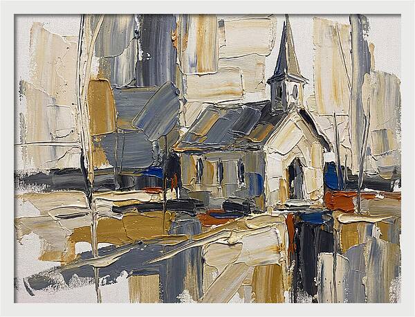 Rural Chapel In Palette Knife Style