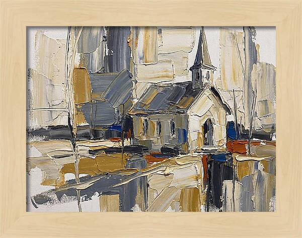 Rural Chapel In Palette Knife Style
