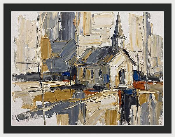 Rural Chapel In Palette Knife Style