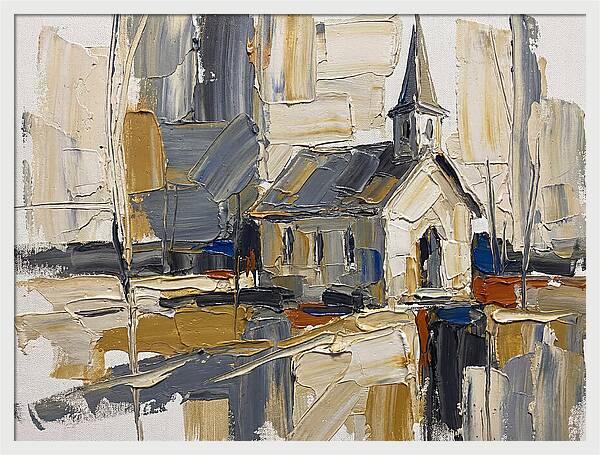 Rural Chapel In Palette Knife Style