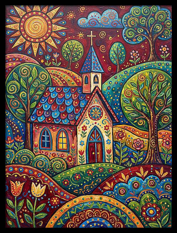Rural Chapel In Vibrant Landscape