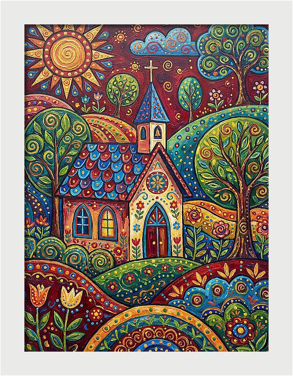 Rural Chapel In Vibrant Landscape