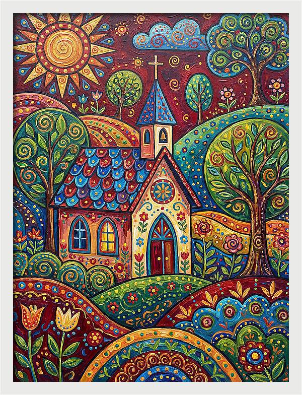 Rural Chapel In Vibrant Landscape