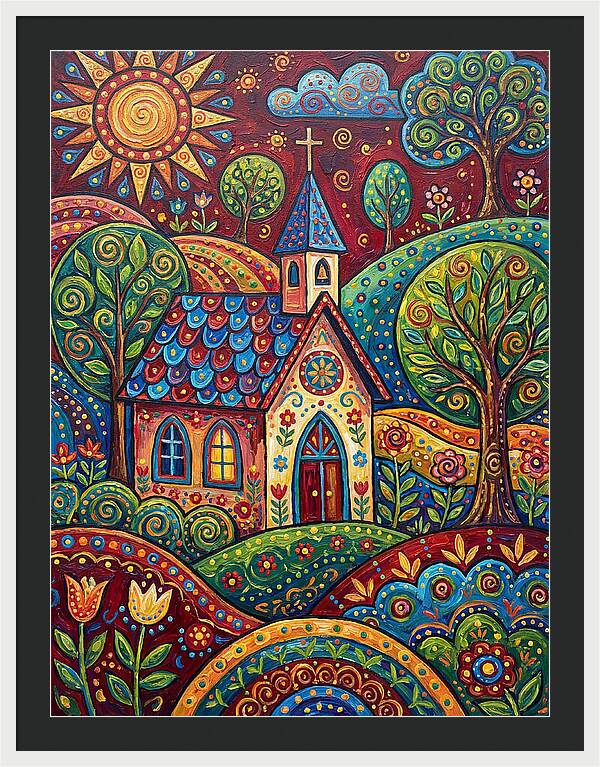 Rural Chapel In Vibrant Landscape