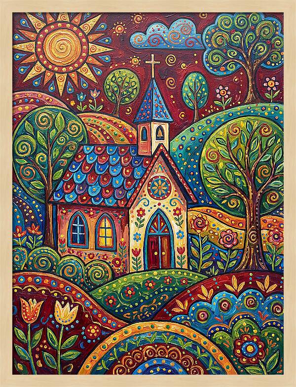 Rural Chapel In Vibrant Landscape