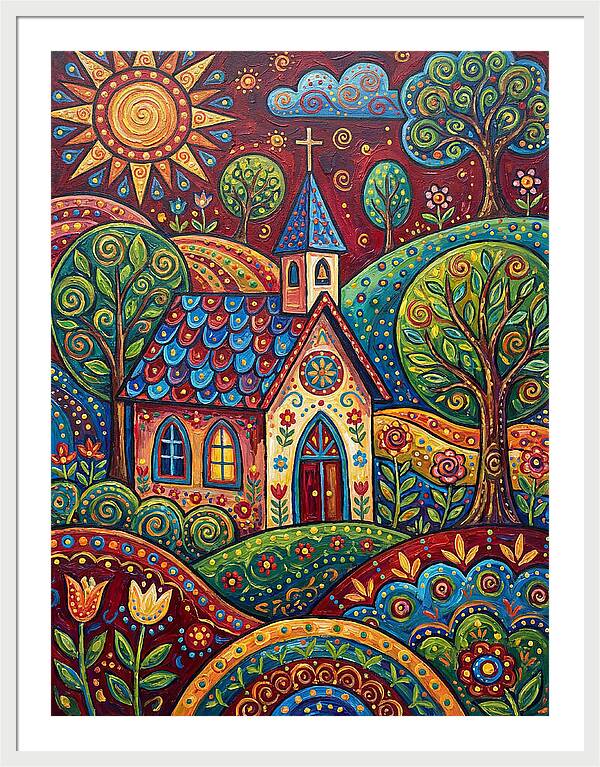 Rural Chapel In Vibrant Landscape