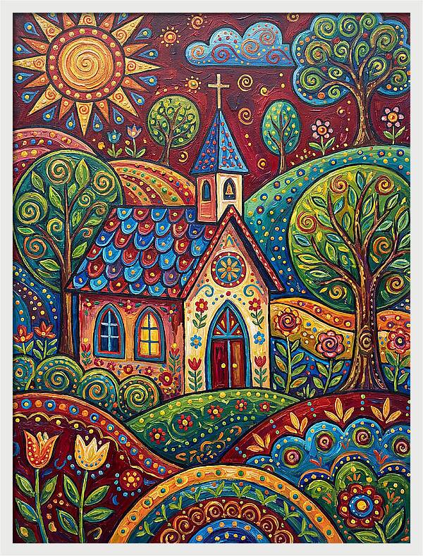 Rural Chapel In Vibrant Landscape
