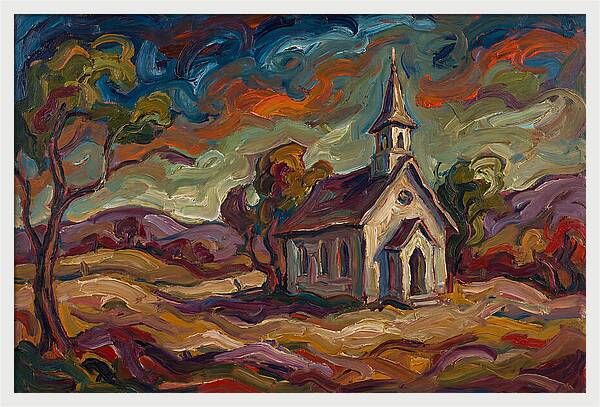 Rural Chapel Under Vibrant Skies
