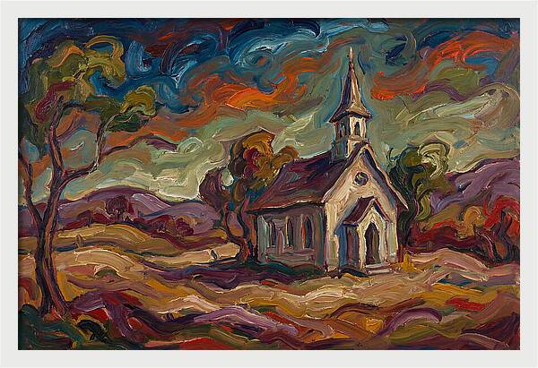 Rural Chapel Under Vibrant Skies