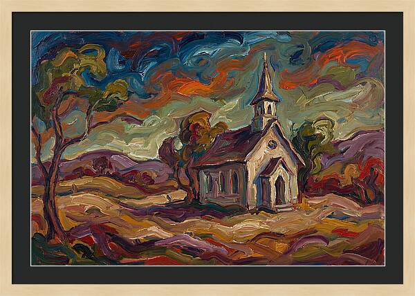Rural Chapel Under Vibrant Skies