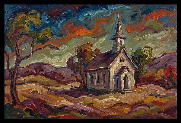 Rural Chapel Under Vibrant Skies