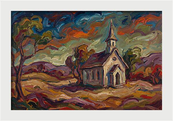 Rural Chapel Under Vibrant Skies