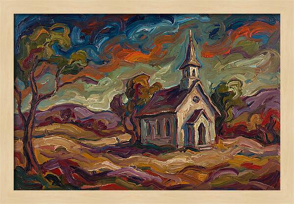 Rural Chapel Under Vibrant Skies