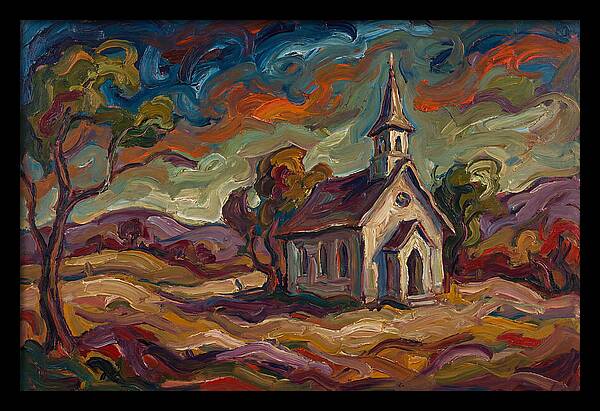 Rural Chapel Under Vibrant Skies