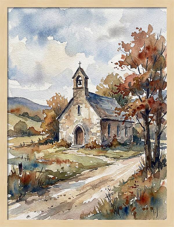 Rural Church In Autumn Light