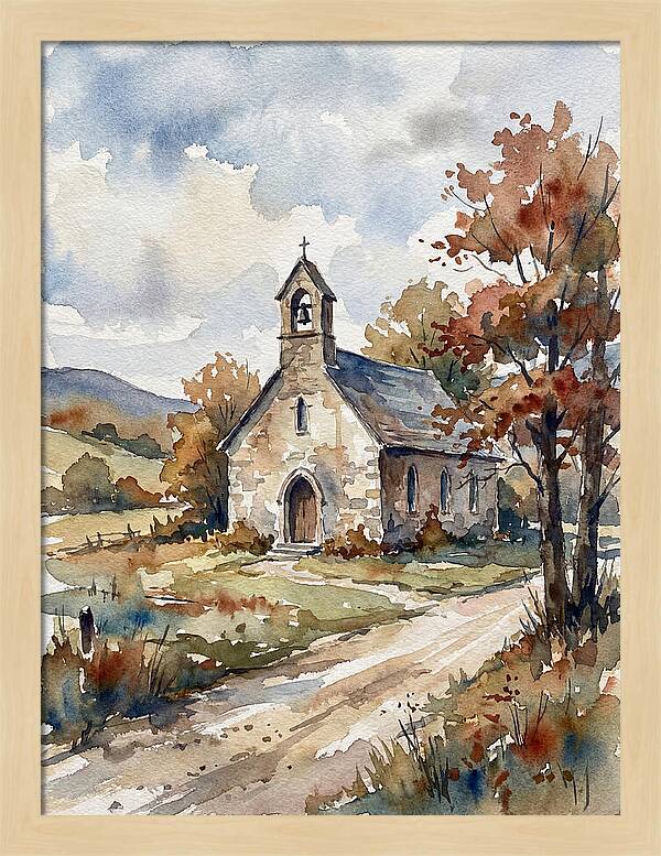 Rural Church In Autumn Light